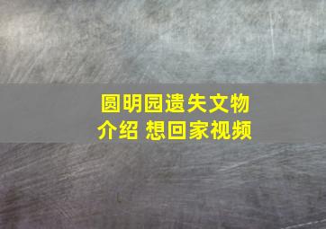 圆明园遗失文物介绍 想回家视频